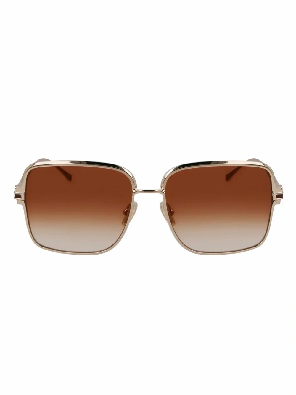 New Salvatore Ferragamo SF317S 704 Brown Lens Square Metal Women Sunglasses